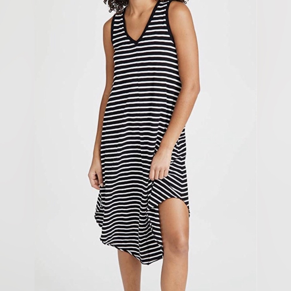 🌴 Z SUPPLY XL REVERIE V-NECK BLK & WHITE STRIPPED TANK MAXI DRESS! ❤️